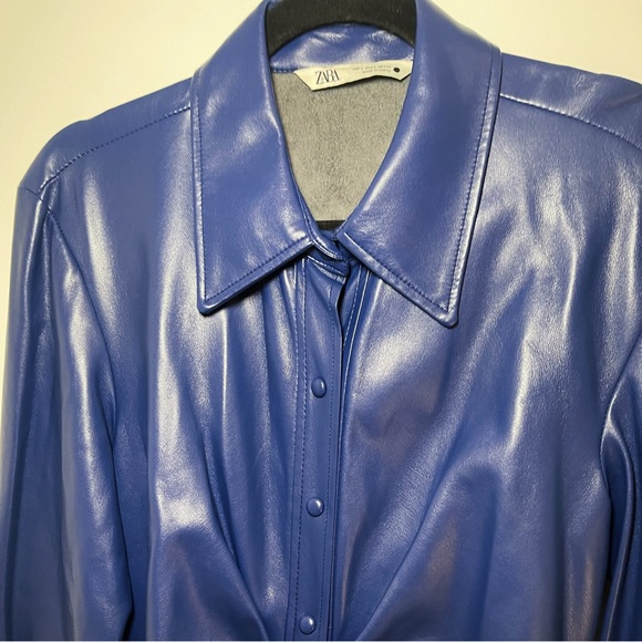 Zara Faux Leather Midi Shirt Dress (L) - Picture 6 of 6